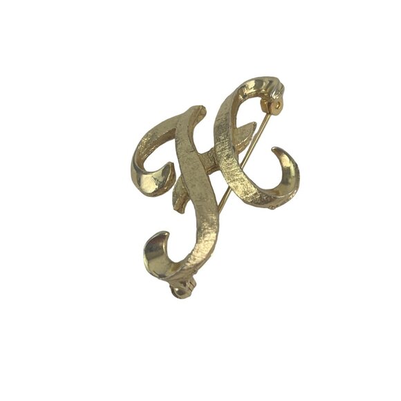 Vintage Gold Tone Monogram Letter H Brooch Pin - Picture 2 of 8